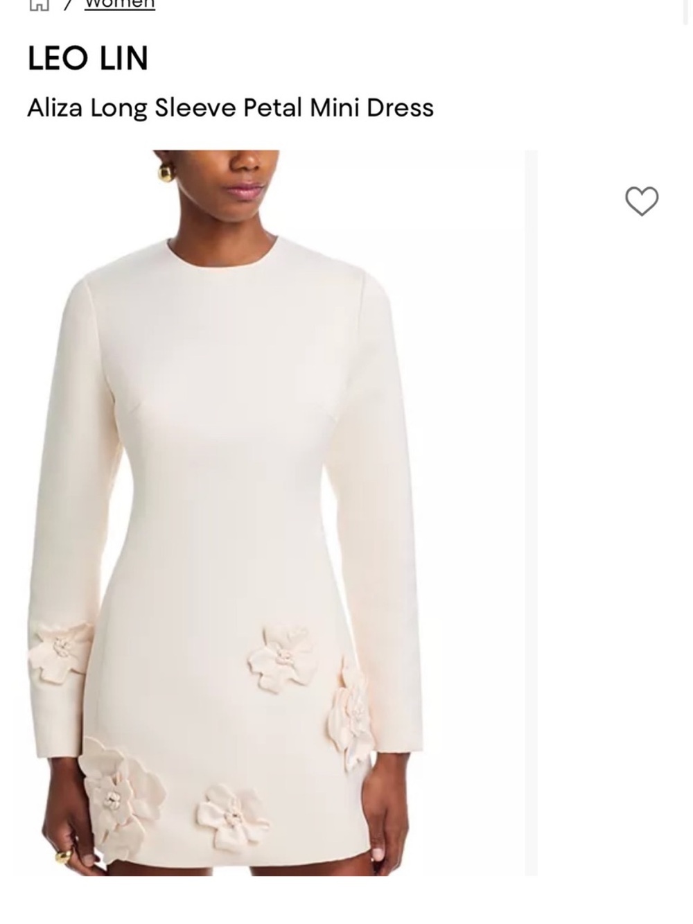 Leo Lin Cream Long Sleeve Petal Mini Dress